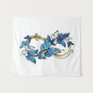 Tenture Symbole infini de papillons Morpho bleus