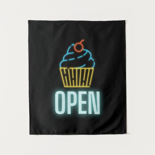 Tenture SYMBOLE OUVERT DE NEON Cupcake (Devant)