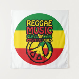 Tenture Symbole Reggae et Paix avec citations positives
