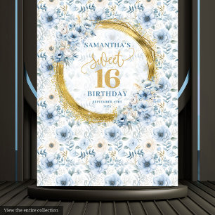 Tenture Symbole unique Pastel Sweet sixteen bleu Parties s