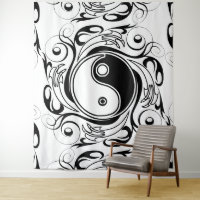 Symbole Yin & Yang noir et blanc de style tatouage
