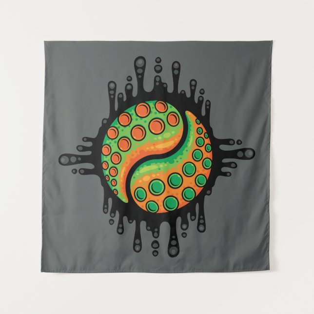 Tenture Symbole Yin Yang Tentacle Tentacle Tentacle Octopu (Devant)