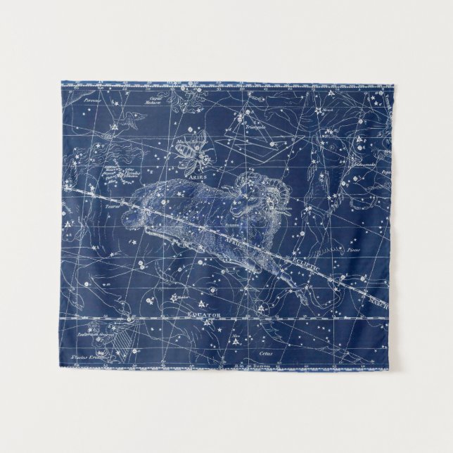 Tenture Symbole Zodiac Aries Illustration Vintage (Devant (Horizontal))