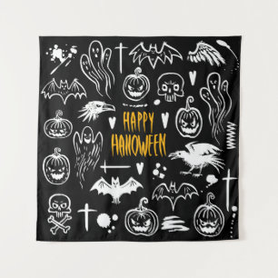 Tenture Symboles d'Halloween dessinés à la main, collectio