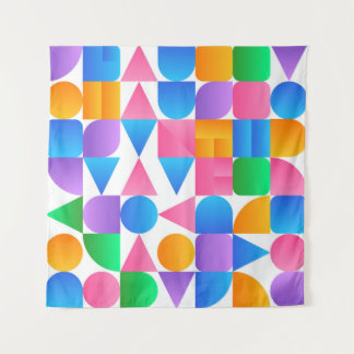 Tenture Synthwave Bauhaus Arc-en-ciel #2 (rose-bleu-jaune)