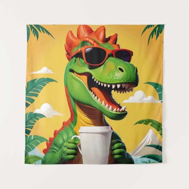 Tenture T-Rex Dinosaur Drôle (Devant)