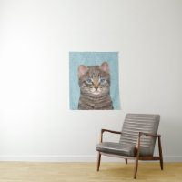 Tabby Gris Peinture Chat - Cute Original Art Chat