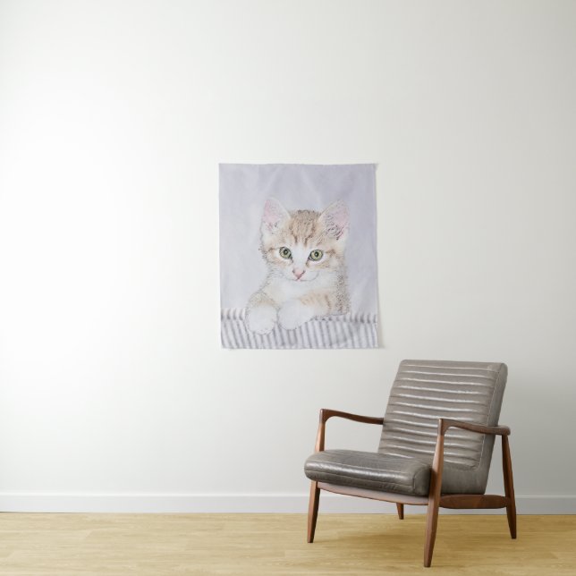 Tenture Tabby Orange Kitten Peinture - Art Chat original (En situation)
