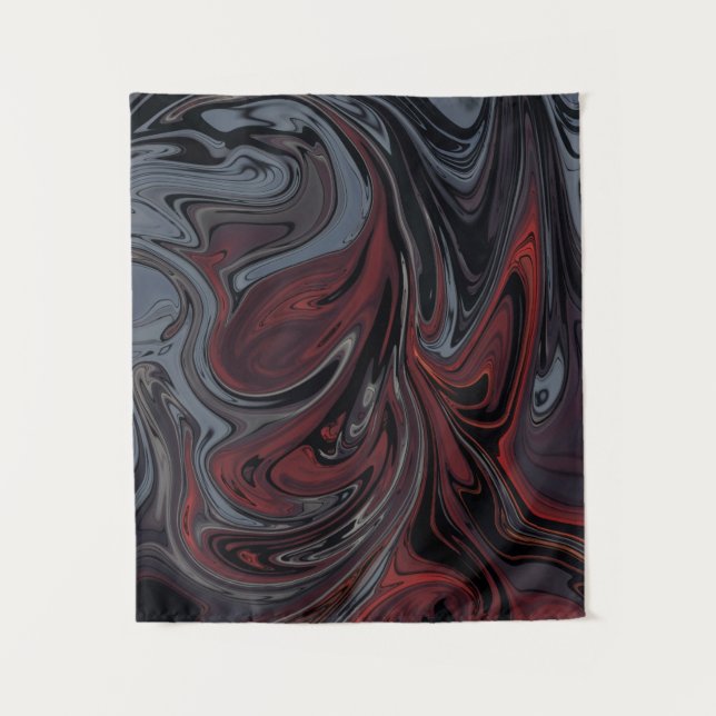 Tenture Tableau abstrait gris et rouge (Devant)