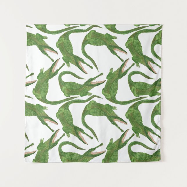 Tenture Tableau d'aquarelle blanc crocodile (Devant)