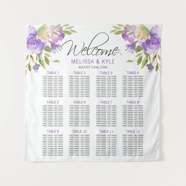 Tenture Tableau de mariage Lavande Violet assis Bienvenue (Devant)