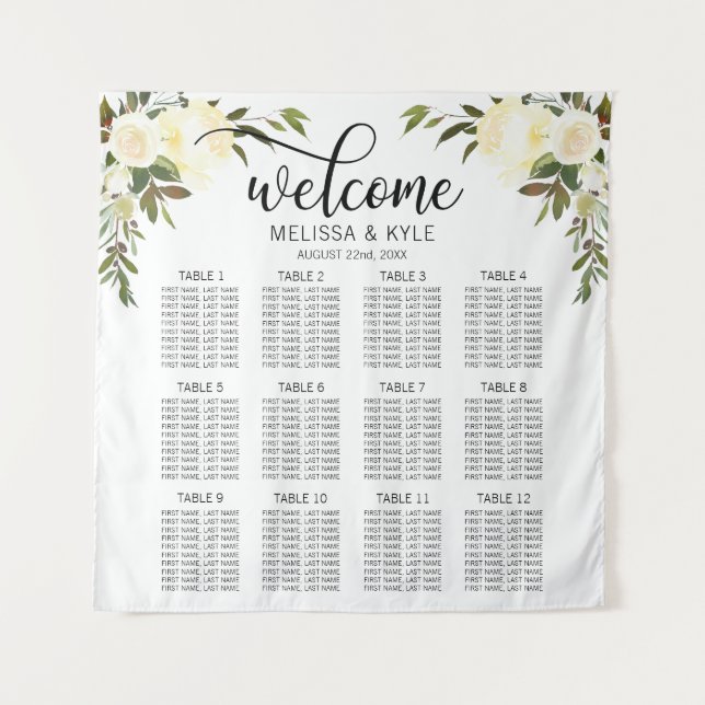 Tenture Tableau de placement de mariage à l'aquarelle ivoi (Devant)