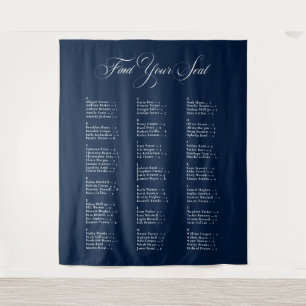 Tenture Tableau de placement de mariage alphabétique bleu 