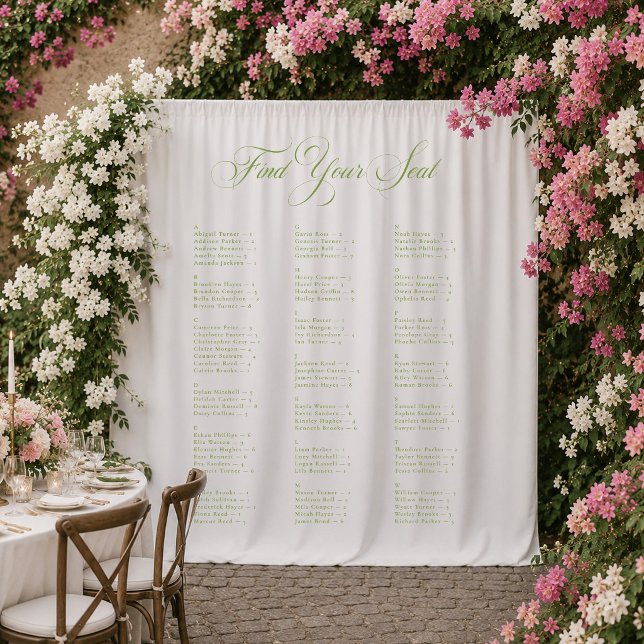 Tenture Tableau de placement de mariage alphabétique noir  (Créateur téléchargé)