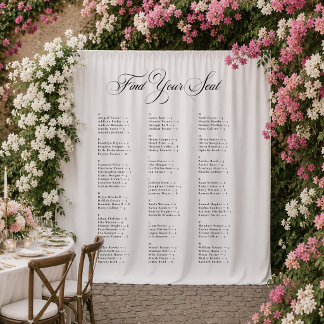 Tenture Tableau de placement de mariage alphabétique noir