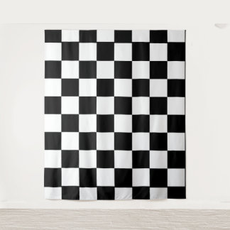 Tenture Tableau d'échecs Carré noir et blanc