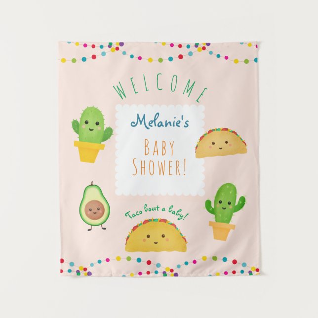 Tenture Taco | Fiesta Taco à propos d'un bébé pancarte de  (Devant)