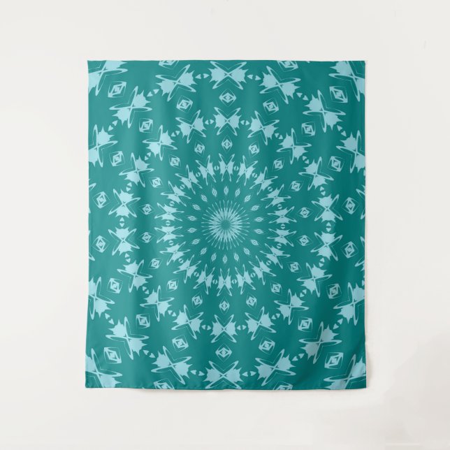 Tenture Tanager Turquoise et motif abstrait bleu sarcelle  (Devant)