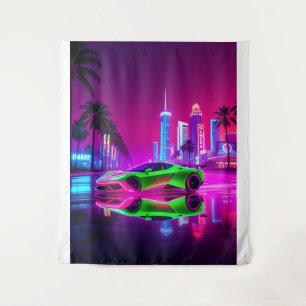 Tenture Tapestry Neon Racer - 80s Sports rétro-futuristes