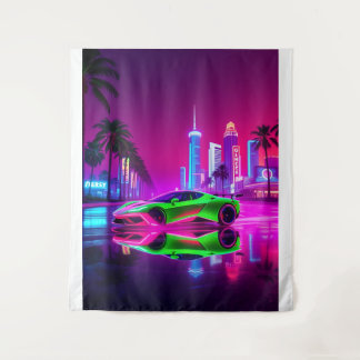Tenture Tapestry Neon Racer - 80s Sports rétro-futuristes