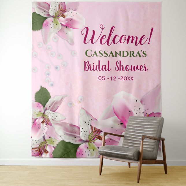 Tenture Tapis de douche de mariage de printemps de perles  (En situation)