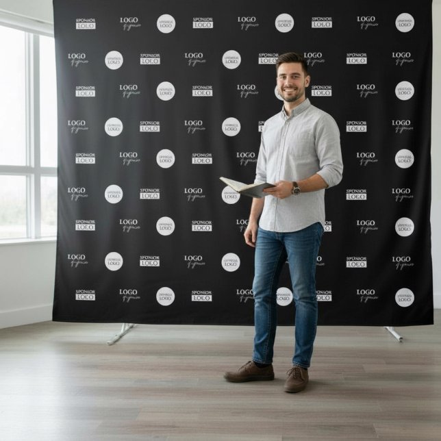 Tenture Tapis de logos Société parraineuse Mur multimédia (Custom 3 sponsor logo step and repeat backdrop)