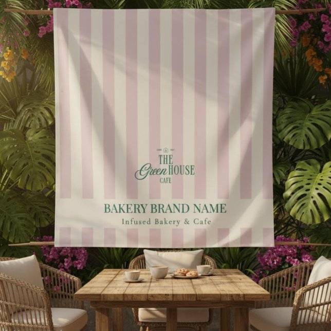 Tenture Tapis de table avec logo de boulangerie à rayures  (Créateur téléchargé)