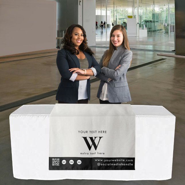 Tenture Tapis de table code QR logo lettre Pop Up Shop bei (Pop Up Shop Letter Logo QR Code Table Runner Beige Tapestry)