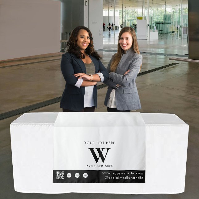 Tenture Tapis de table code QR logo monogramme Pop Up Shop (Pop Up Shop Monogram Logo QR Code Table Runner Tapestry)