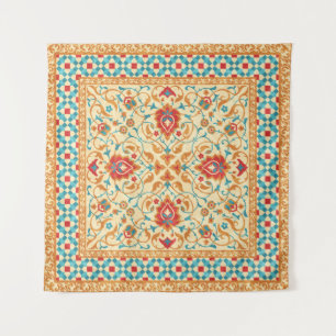 Tenture Tapis oriental, motif fleurie ornementale.