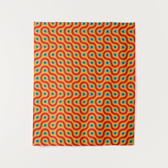 Tenture Tapis persans colorés abstraits motif rétro  (Devant)