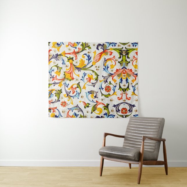 TENTURE TAPIS SERIES FLORENTIN RENAISSANCE FLEURS (En situation (horizontale))