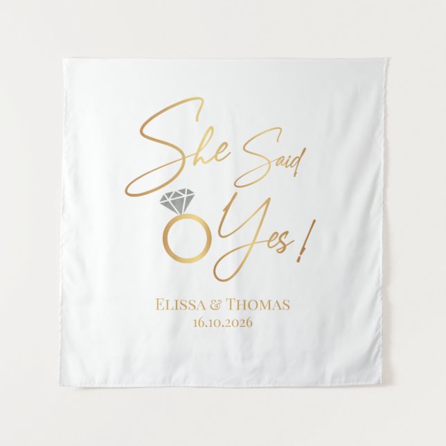 Tenture Tapiz Elle a dit Oui ! Banne d'arrière-plan mariag (Devant)