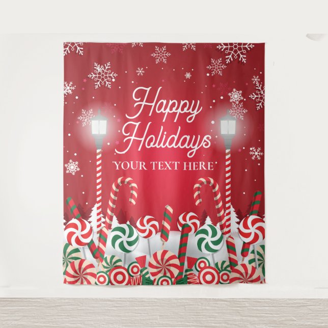 Tenture Tapiz Happy Holidays christmas banner backdrop  (Devant)