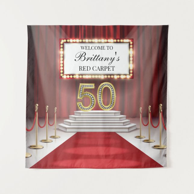 Tenture Tapiz Red Carpet 50th Birthday Backdrop banner (Devant)