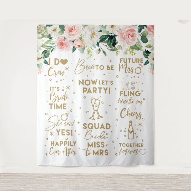 Tenture Tapiz She said yes Floral Blush Bridal Banner (Devant)