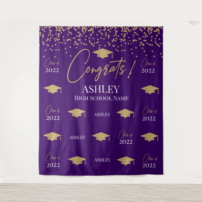 Tenture Tapiz Step and repeat Graduation Backdrop banner (Devant)