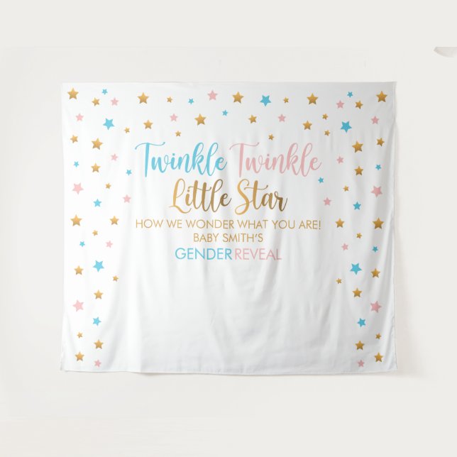 Tenture Tapiz Twinkle Twinkle Little Star Gender Reveal ba (Devant (Horizontal))