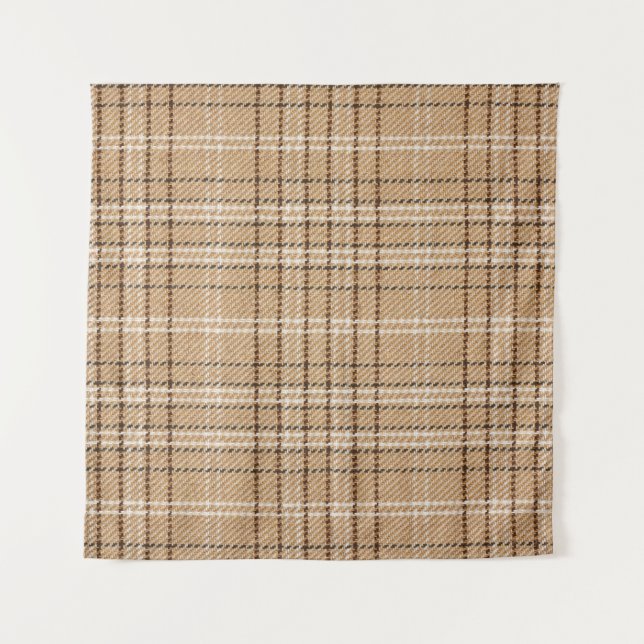 Tenture Tartan Beige : Tissu Plaid Classique. (Devant)