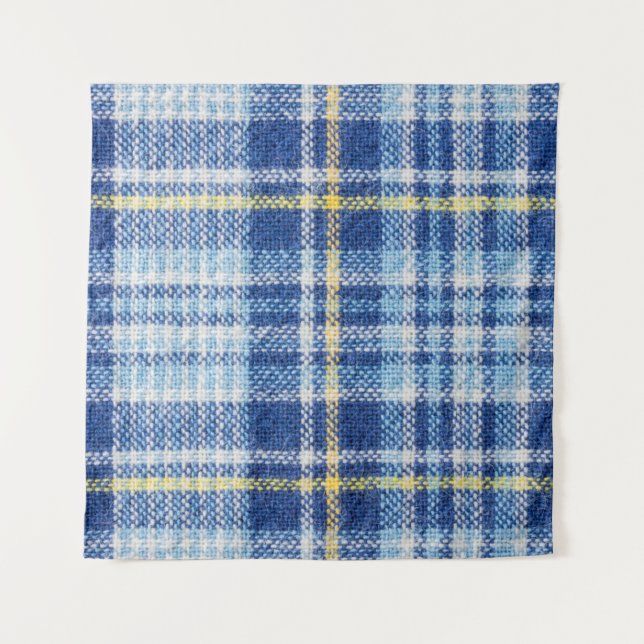 Tenture Tartan bleu et jaune ou arrière - plan plaid pour  (Devant)