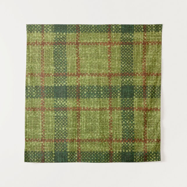 Tenture Tartan de Noël rouge et vert. (Devant)