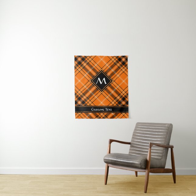 Tenture Tartan orange d'Halloween (En situation)
