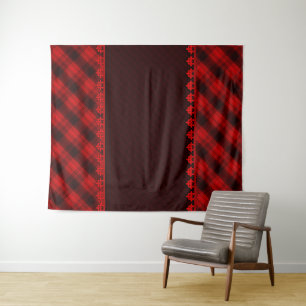 Tenture tartan rouge brun Abstrait sans soudure à damiers
