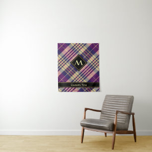 Tenture Tartan Violet, Or et Bleu