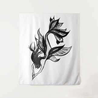 Tenture Tatouage à la sirène Tatoue Tirage d'encre ombrée