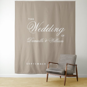 Tenture Taupe Simple Élégant Script Mariage fond