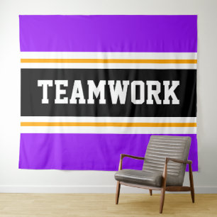 Tenture TEAMWORK Sporty Purple Black White Racing Stripes