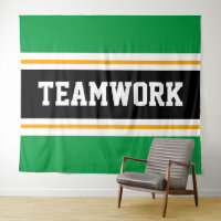 TEAMWORK Vert noir blanc jaune rayures de course