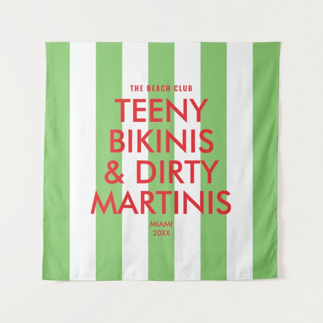 Tenture Teeny Bikinis & Dirty Martinis Beach Club Rayé (Devant)
