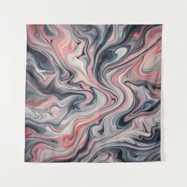 Tenture Teintes tourbillonnantes de rose, gris et blanc (Devant)
